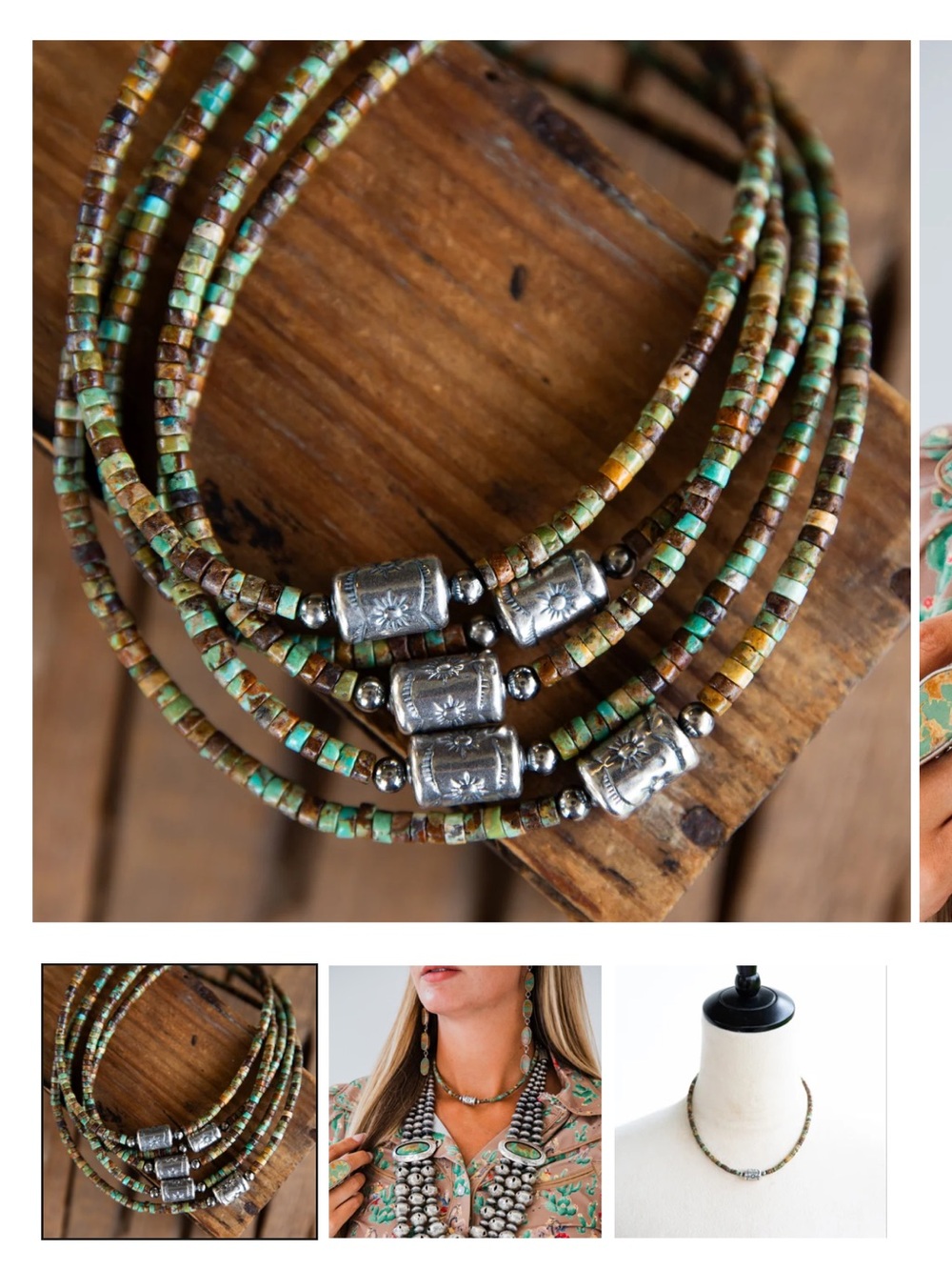 Turquoise Bead Necklace with Silver Accent - Women's Jewelry
